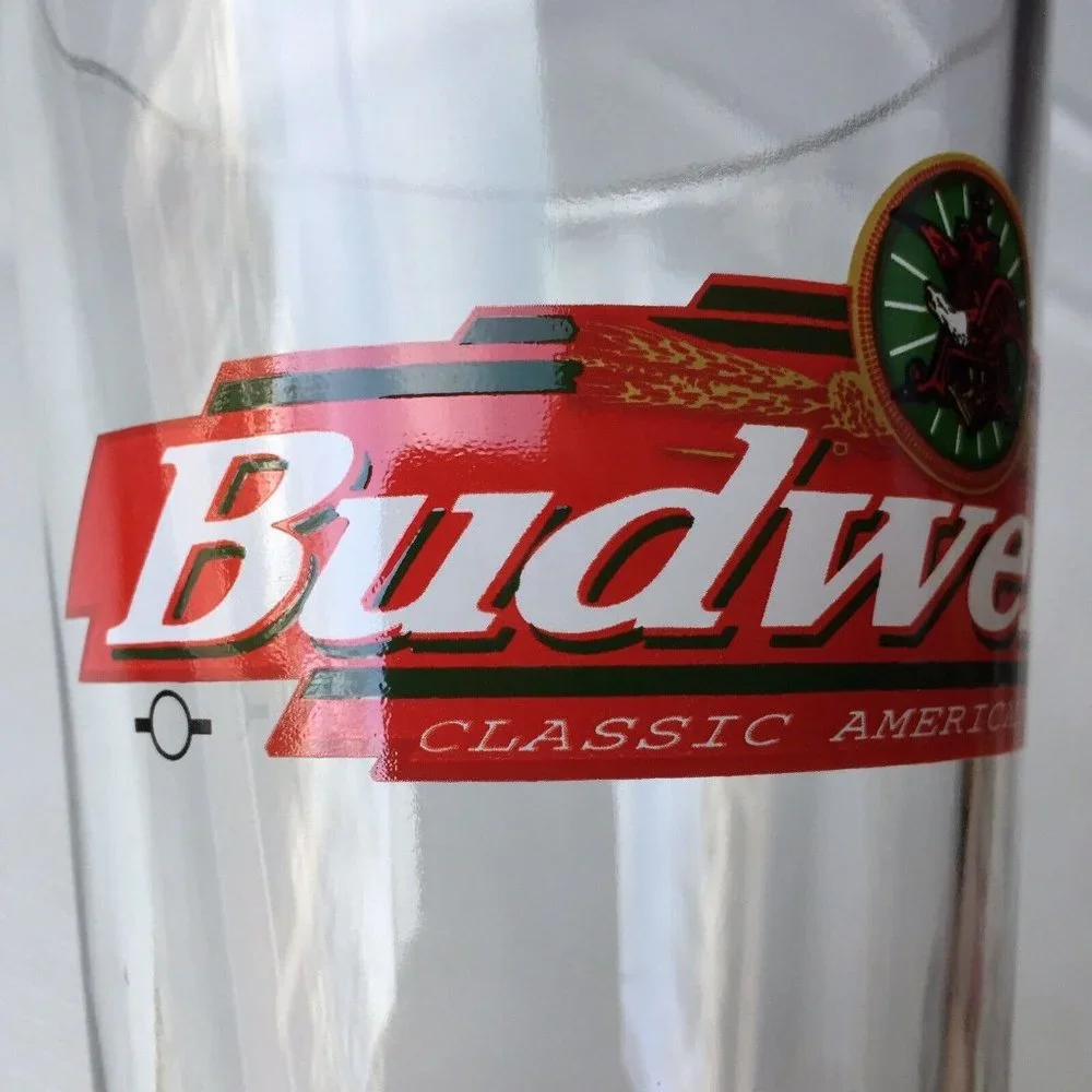 2 Vintage Anheuser Busch Budweiser Eagle Logo Pint Lager Beer Glass Cup 16 oz